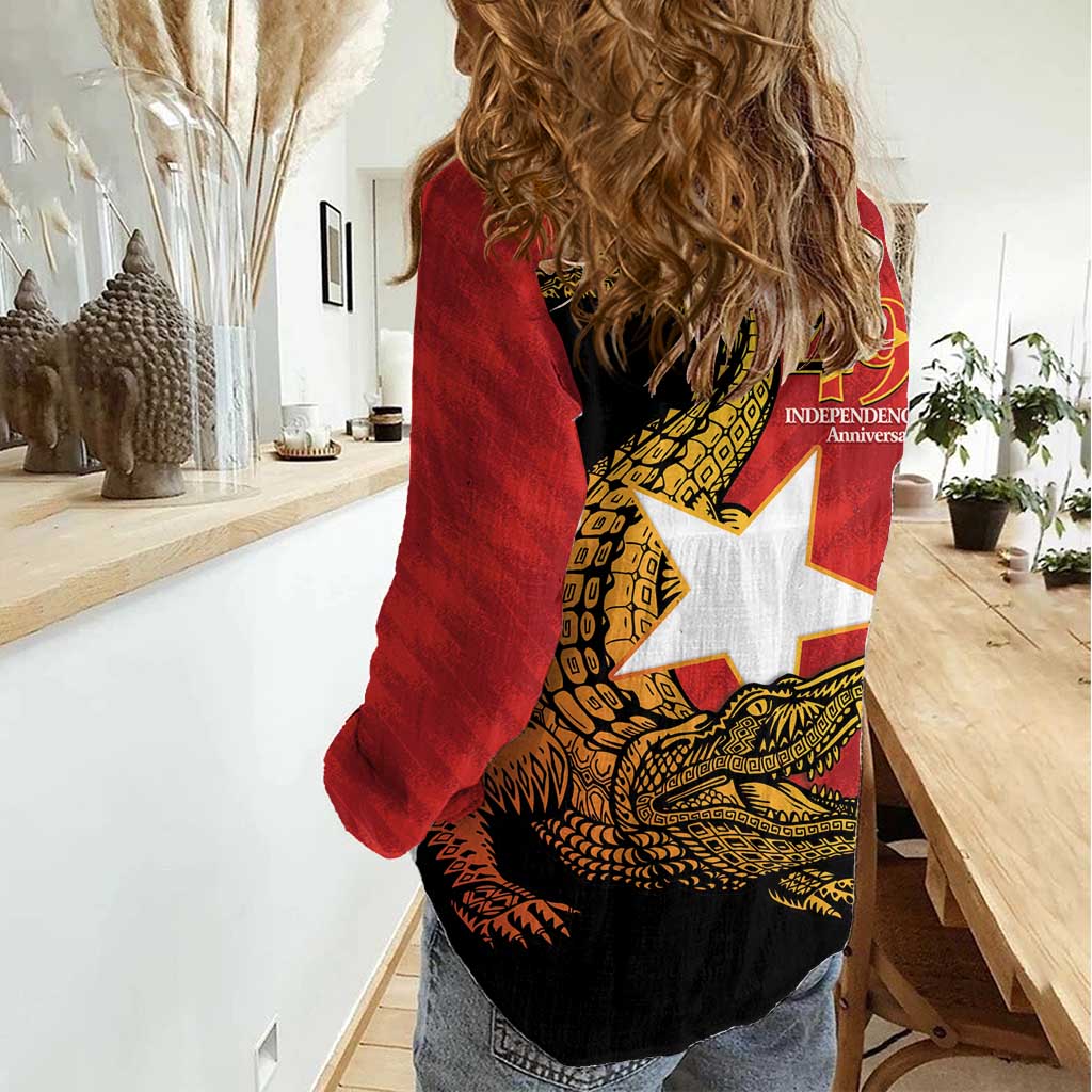 East Timor Independence Day Women Casual Shirt 49th Anniversary - Crocodile Curve Style - Wonder Print Shop