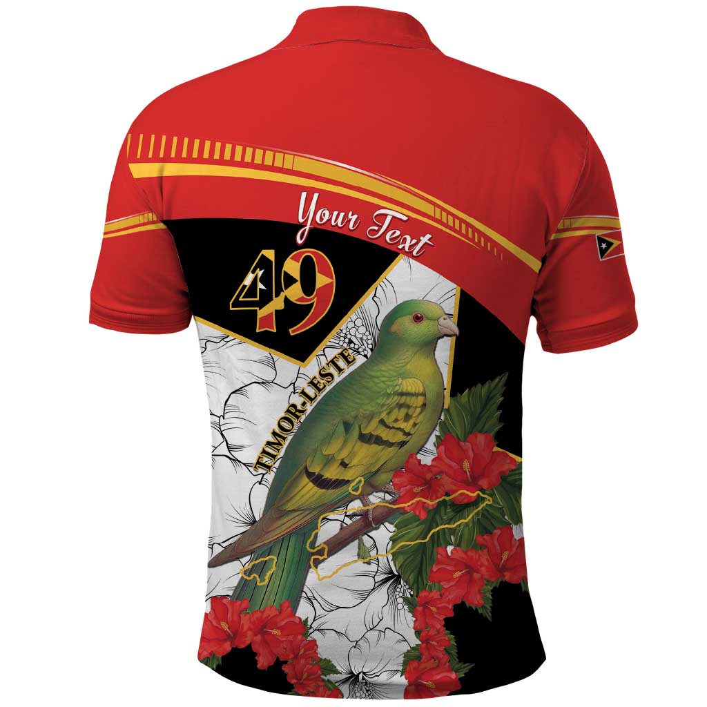 Personalised East Timor Independence Day Polo Shirt Timor Pigeon Mix Hibiscus Pattern - Wonder Print Shop