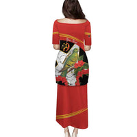 Personalised East Timor Independence Day Puletasi Timor Pigeon Mix Hibiscus Pattern - Wonder Print Shop