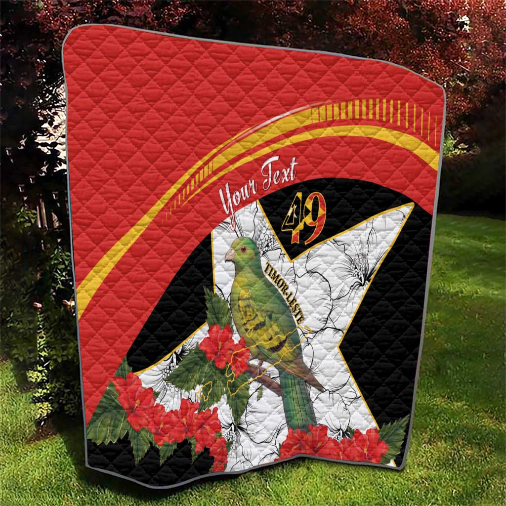 Personalised East Timor Independence Day Quilt Timor Pigeon Mix Hibiscus Pattern - Wonder Print Shop