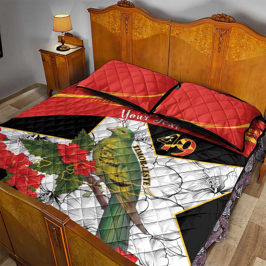 Personalised East Timor Independence Day Quilt Bed Set Timor Pigeon Mix Hibiscus Pattern - Wonder Print Shop