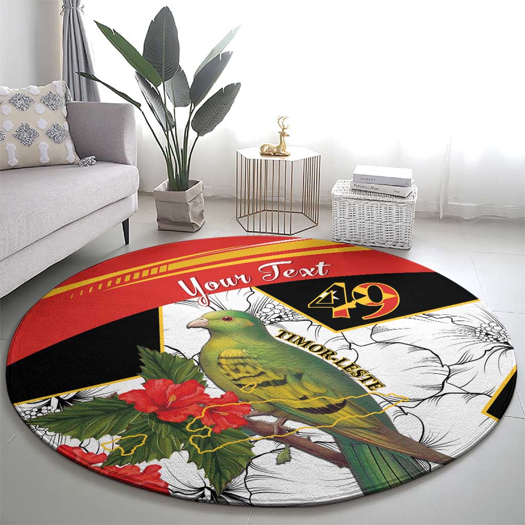 Personalised East Timor Independence Day Round Carpet Timor Pigeon Mix Hibiscus Pattern