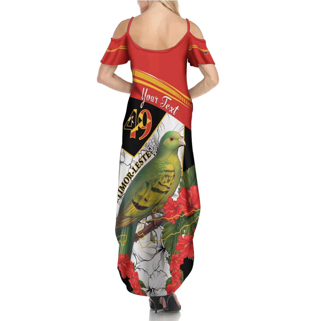 Personalised East Timor Independence Day Summer Maxi Dress Timor Pigeon Mix Hibiscus Pattern - Wonder Print Shop