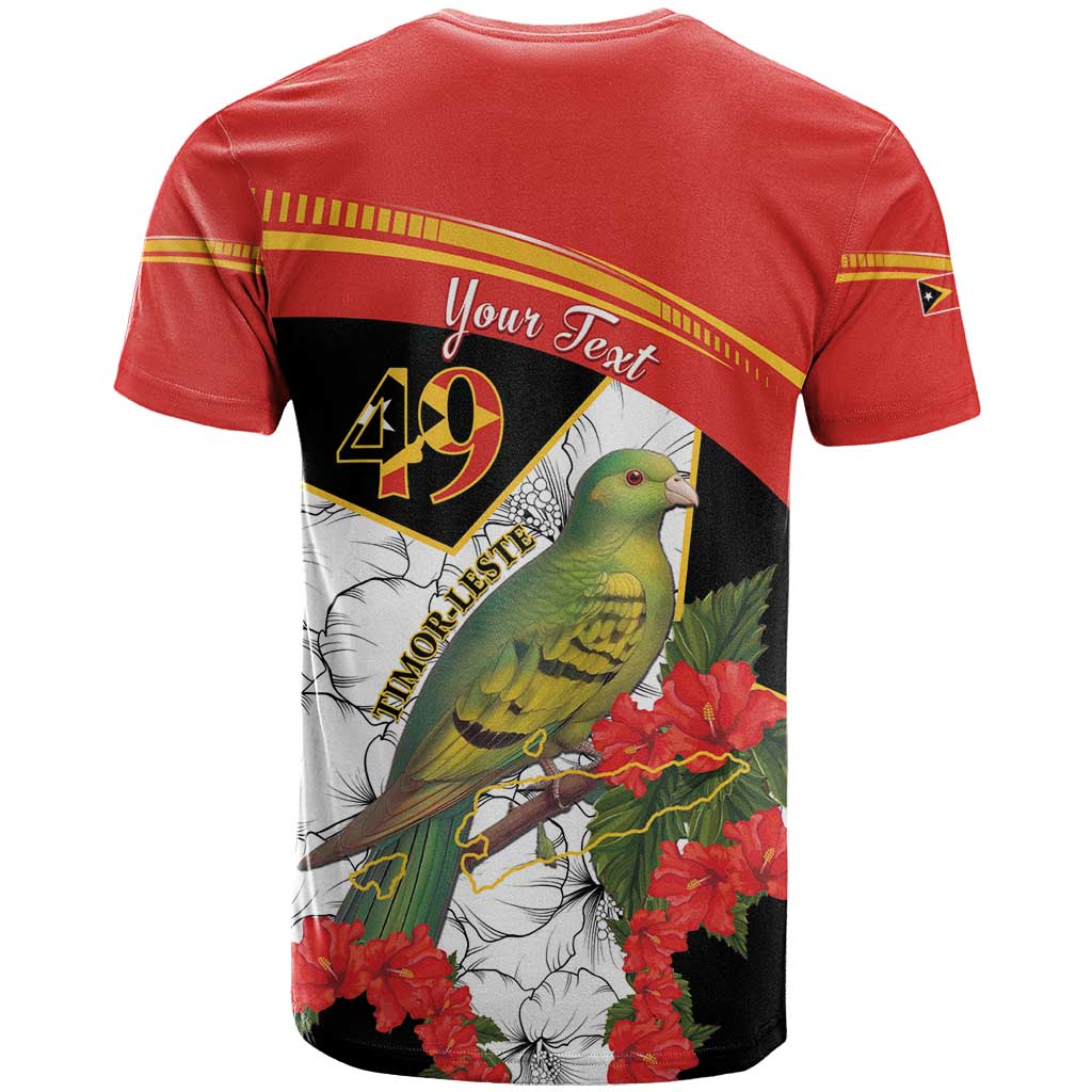 Personalised East Timor Independence Day T Shirt Timor Pigeon Mix Hibiscus Pattern - Wonder Print Shop