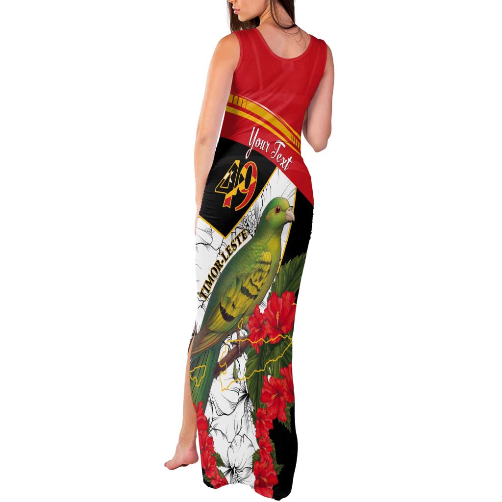 Personalised East Timor Independence Day Tank Maxi Dress Timor Pigeon Mix Hibiscus Pattern - Wonder Print Shop