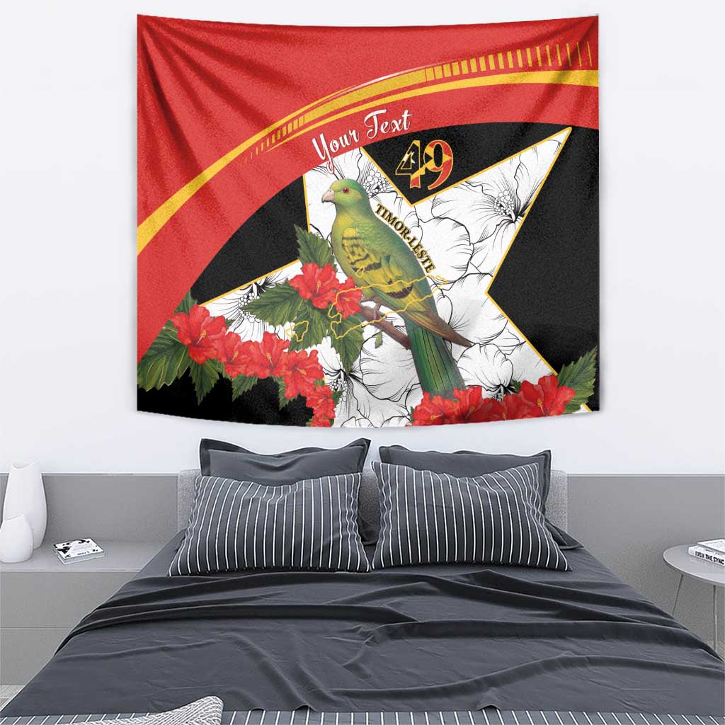 Personalised East Timor Independence Day Tapestry Timor Pigeon Mix Hibiscus Pattern - Wonder Print Shop