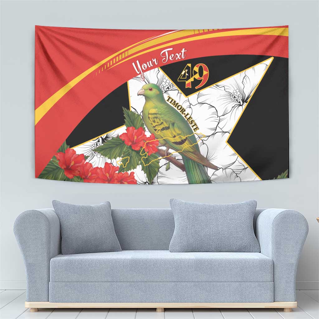Personalised East Timor Independence Day Tapestry Timor Pigeon Mix Hibiscus Pattern - Wonder Print Shop