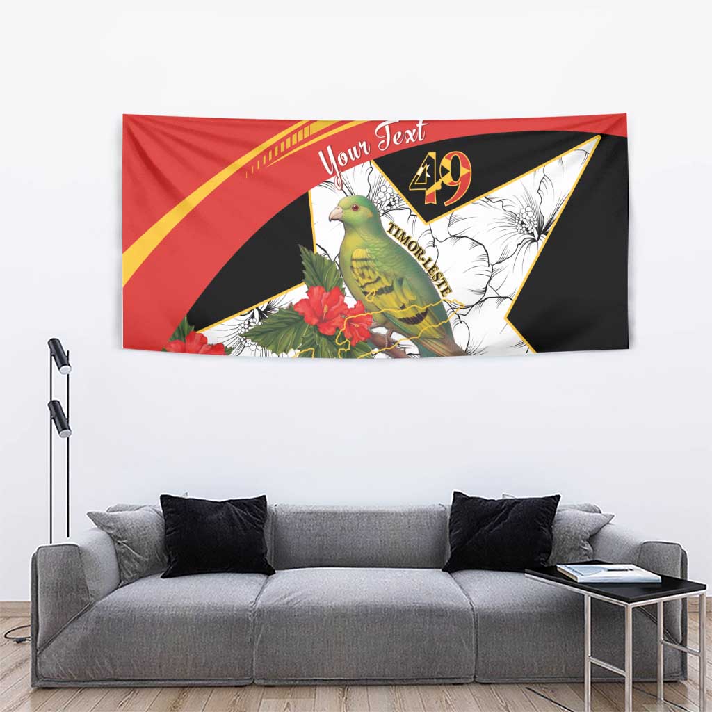 Personalised East Timor Independence Day Tapestry Timor Pigeon Mix Hibiscus Pattern - Wonder Print Shop