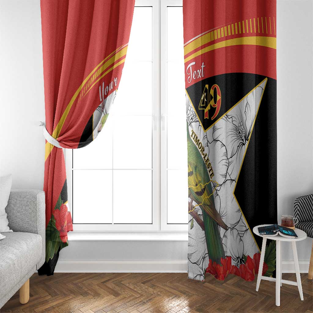 Personalised East Timor Independence Day Window Curtain Timor Pigeon Mix Hibiscus Pattern - Wonder Print Shop