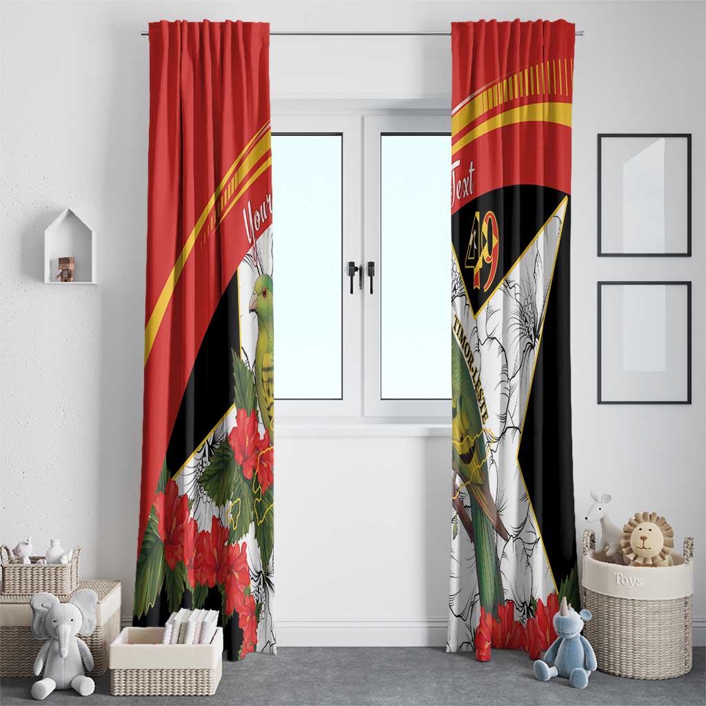 Personalised East Timor Independence Day Window Curtain Timor Pigeon Mix Hibiscus Pattern - Wonder Print Shop