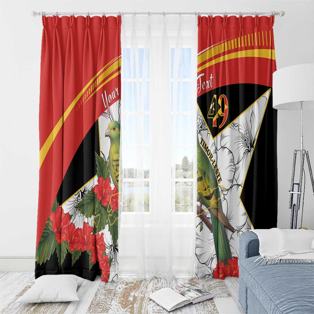 Personalised East Timor Independence Day Window Curtain Timor Pigeon Mix Hibiscus Pattern - Wonder Print Shop