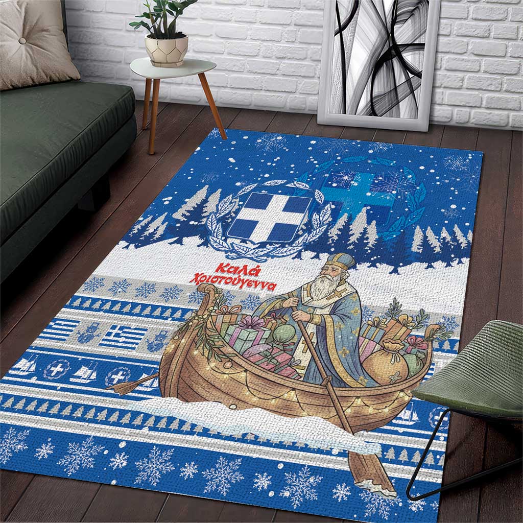 Greece Christmas Area Rug Saint Basil Kala Cristouyenna - Wonder Print Shop