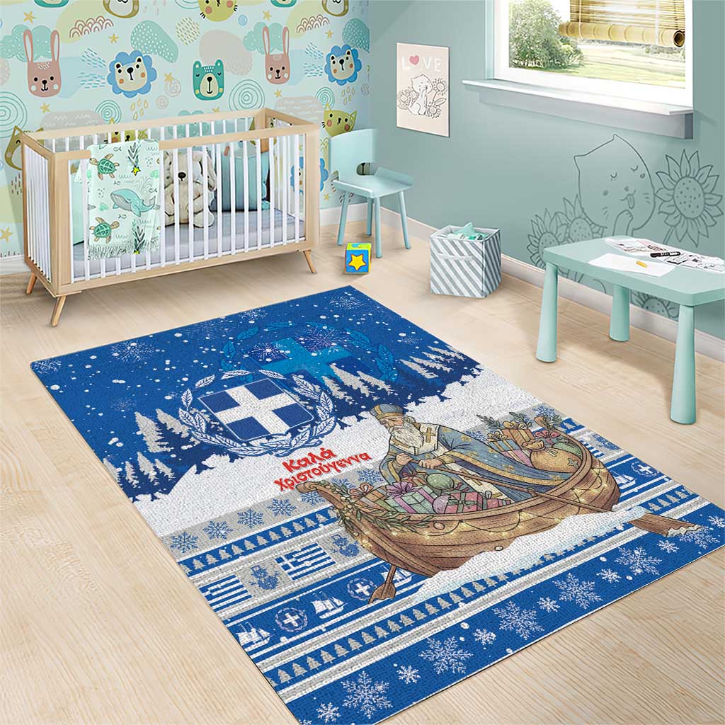 Greece Christmas Area Rug Saint Basil Kala Cristouyenna - Wonder Print Shop