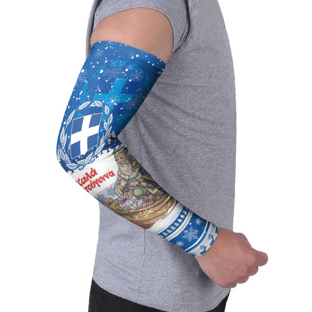 Greece Christmas Arm Sleeves Saint Basil Kala Cristouyenna - Wonder Print Shop