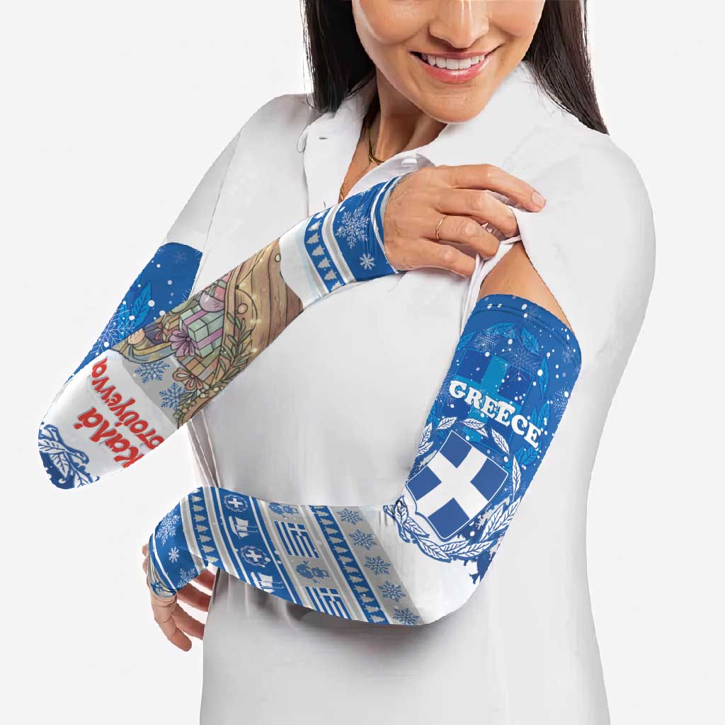 Greece Christmas Arm Sleeves Saint Basil Kala Cristouyenna - Wonder Print Shop