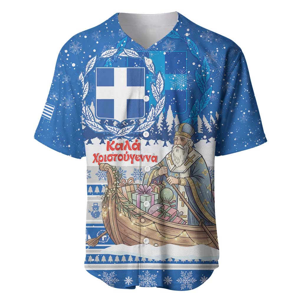 Greece Christmas Baseball Jersey Saint Basil Kala Cristouyenna - Wonder Print Shop