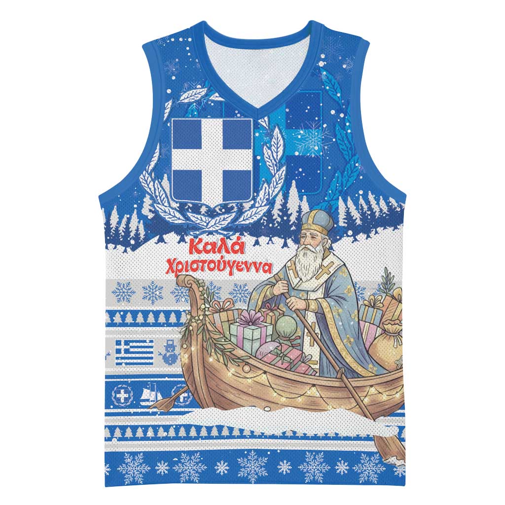 Greece Christmas Basketball Jersey Saint Basil Kala Cristouyenna - Wonder Print Shop