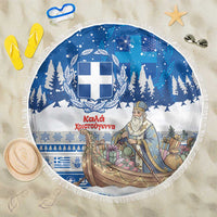 Greece Christmas Beach Blanket Saint Basil Kala Cristouyenna - Wonder Print Shop
