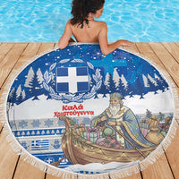 Greece Christmas Beach Blanket Saint Basil Kala Cristouyenna - Wonder Print Shop