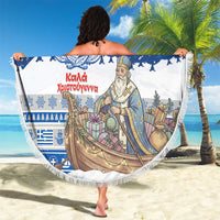 Greece Christmas Beach Blanket Saint Basil Kala Cristouyenna - Wonder Print Shop