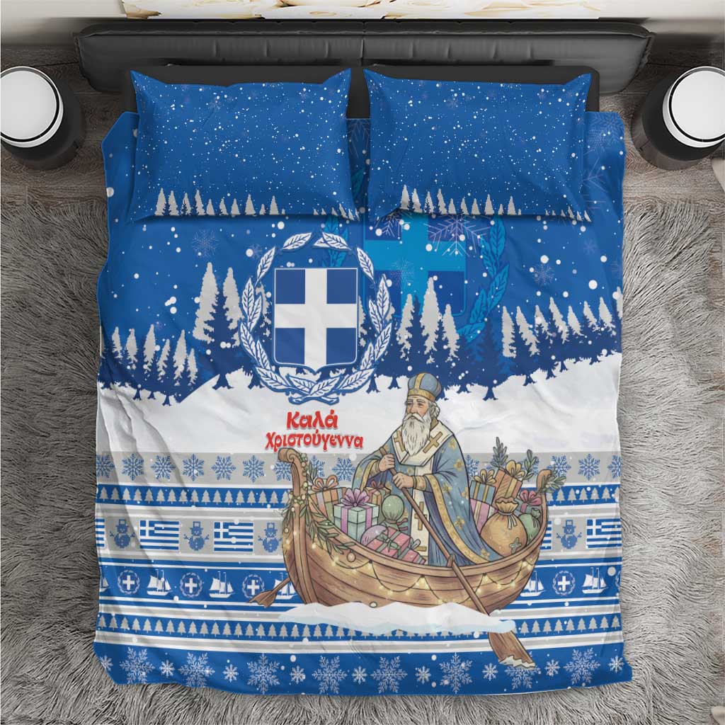 Greece Christmas Bedding Set Saint Basil Kala Cristouyenna - Wonder Print Shop