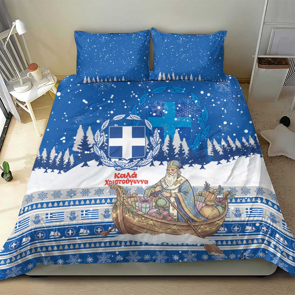 Greece Christmas Bedding Set Saint Basil Kala Cristouyenna - Wonder Print Shop