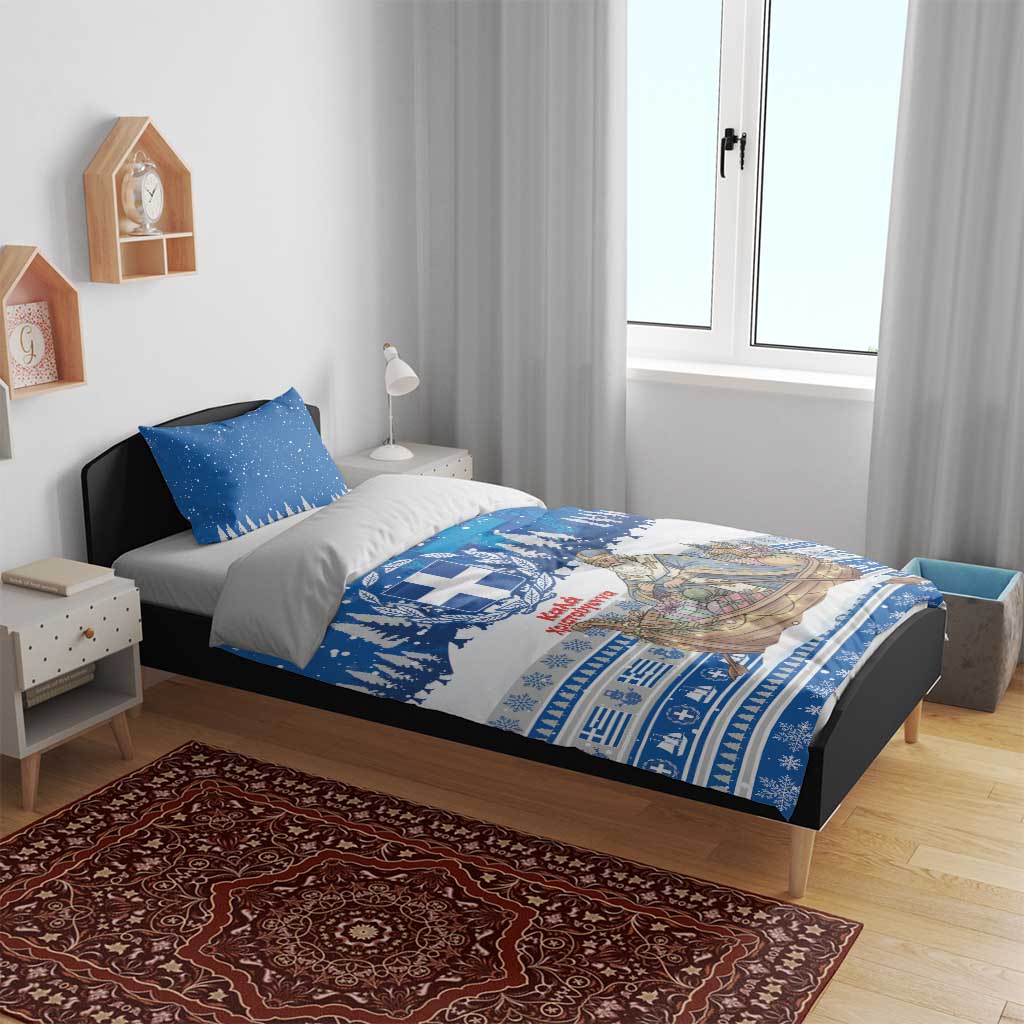 Greece Christmas Bedding Set Saint Basil Kala Cristouyenna - Wonder Print Shop