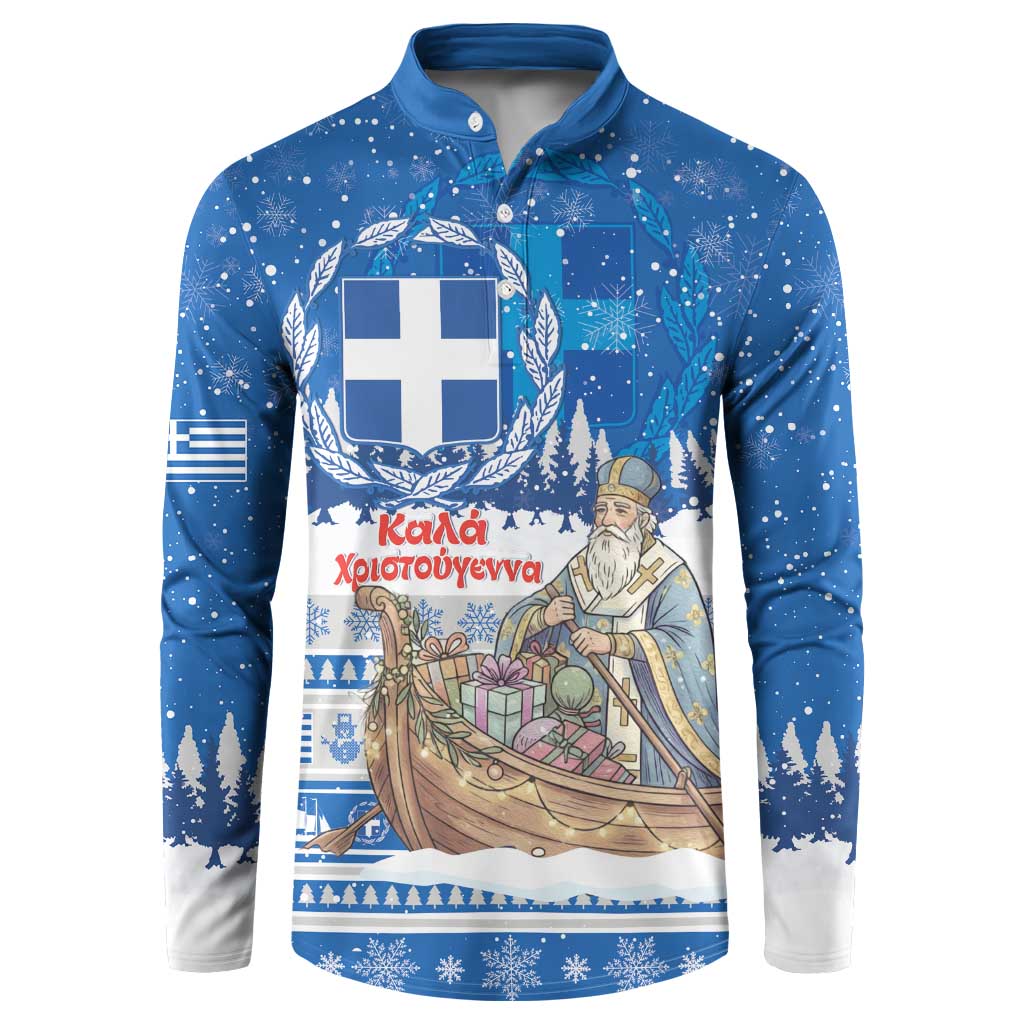 Greece Christmas Button Sweatshirt Saint Basil Kala Cristouyenna - Wonder Print Shop