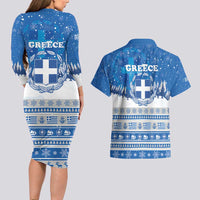 Greece Christmas Couples Matching Long Sleeve Bodycon Dress and Hawaiian Shirt Saint Basil Kala Cristouyenna - Wonder Print Shop