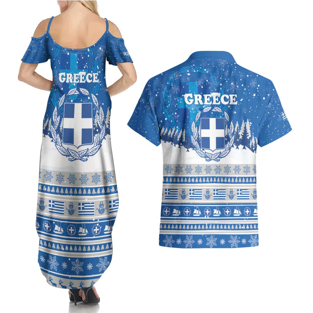 Greece Christmas Couples Matching Summer Maxi Dress and Hawaiian Shirt Saint Basil Kala Cristouyenna - Wonder Print Shop