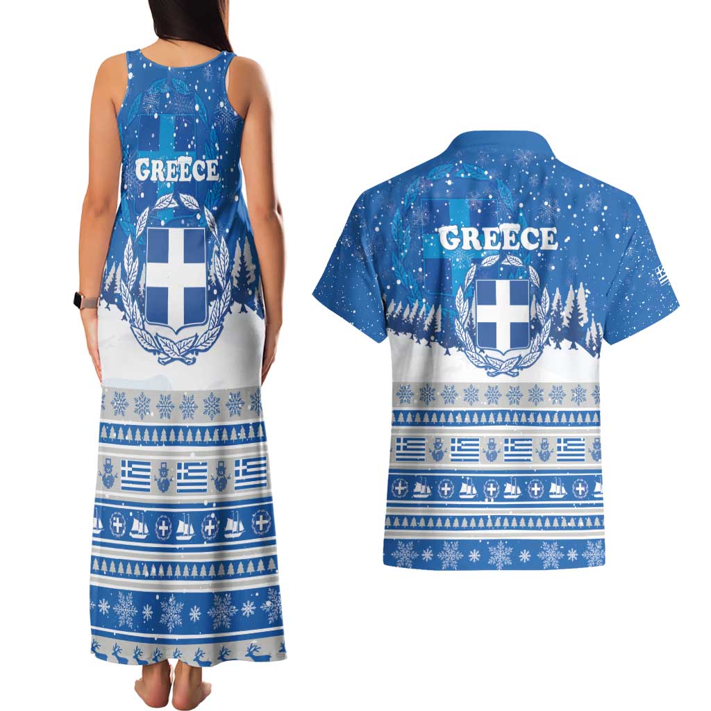 Greece Christmas Couples Matching Tank Maxi Dress and Hawaiian Shirt Saint Basil Kala Cristouyenna - Wonder Print Shop