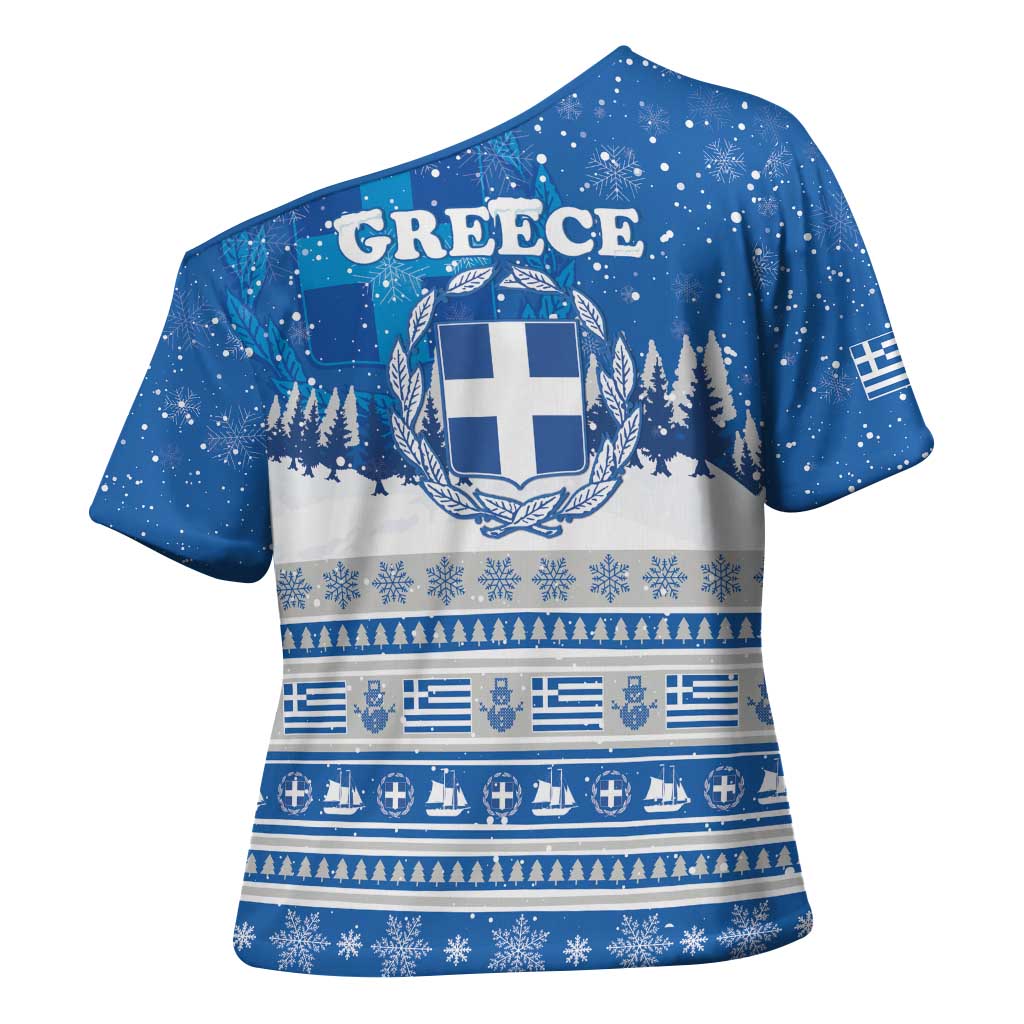 Greece Christmas Cross Shoulder Shirt Saint Basil Kala Cristouyenna - Wonder Print Shop