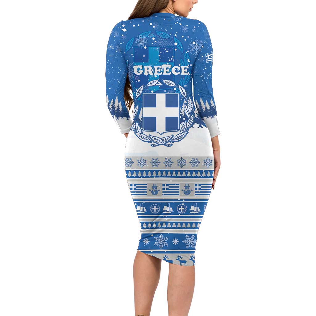 Greece Christmas Family Matching Long Sleeve Bodycon Dress and Hawaiian Shirt Saint Basil Kala Cristouyenna - Wonder Print Shop