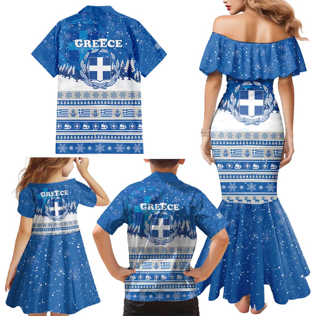 Greece Christmas Family Matching Mermaid Dress and Hawaiian Shirt Saint Basil Kala Cristouyenna - Wonder Print Shop