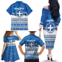 Greece Christmas Family Matching Off The Shoulder Long Sleeve Dress and Hawaiian Shirt Saint Basil Kala Cristouyenna - Wonder Print Shop