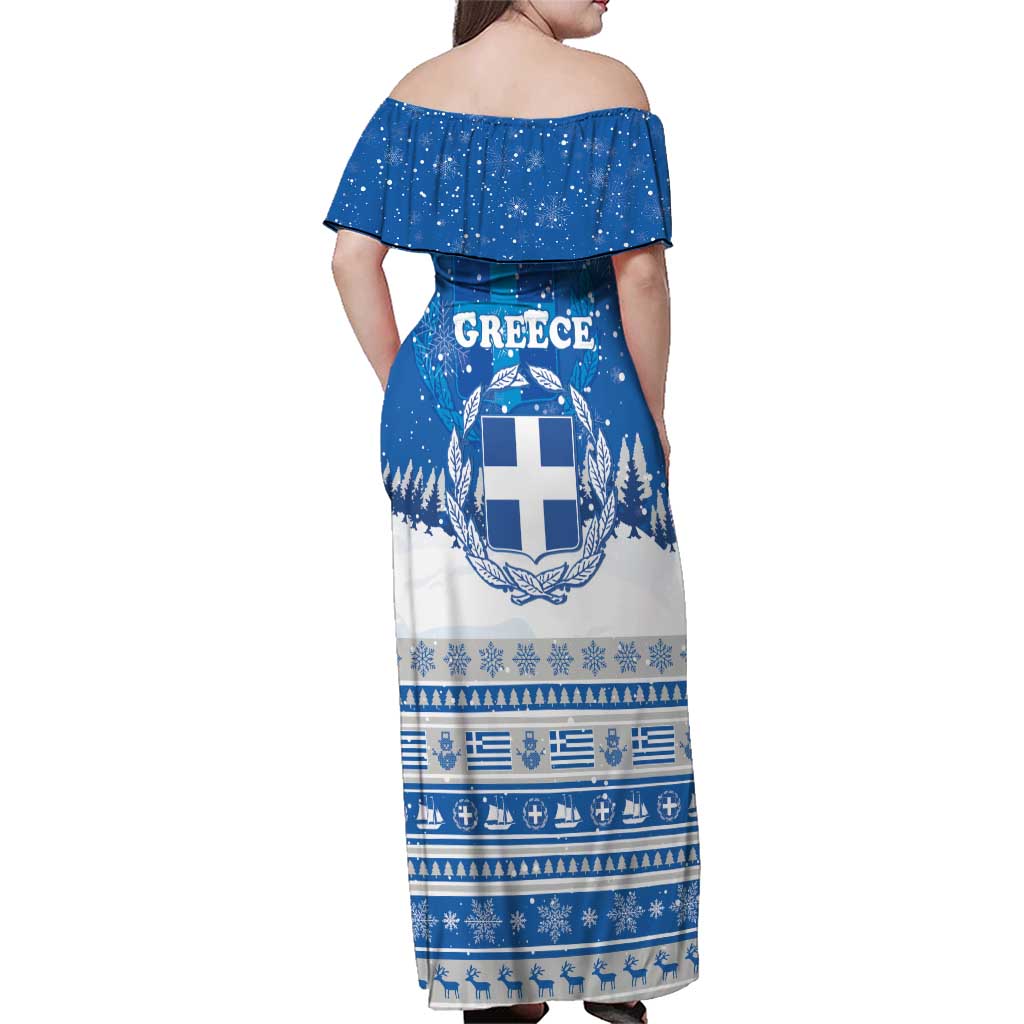 Greece Christmas Family Matching Off Shoulder Maxi Dress and Hawaiian Shirt Saint Basil Kala Cristouyenna - Wonder Print Shop