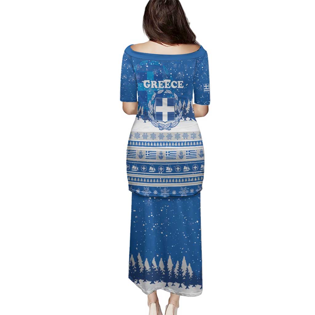 Greece Christmas Family Matching Puletasi and Hawaiian Shirt Saint Basil Kala Cristouyenna - Wonder Print Shop