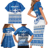 Greece Christmas Family Matching Short Sleeve Bodycon Dress and Hawaiian Shirt Saint Basil Kala Cristouyenna - Wonder Print Shop