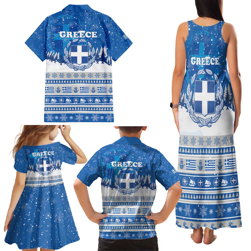 Greece Christmas Family Matching Tank Maxi Dress and Hawaiian Shirt Saint Basil Kala Cristouyenna - Wonder Print Shop
