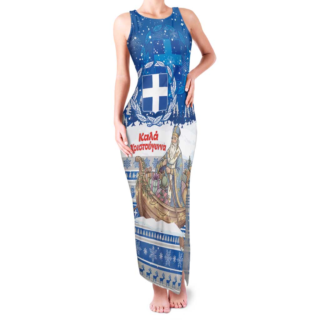 Greece Christmas Family Matching Tank Maxi Dress and Hawaiian Shirt Saint Basil Kala Cristouyenna - Wonder Print Shop