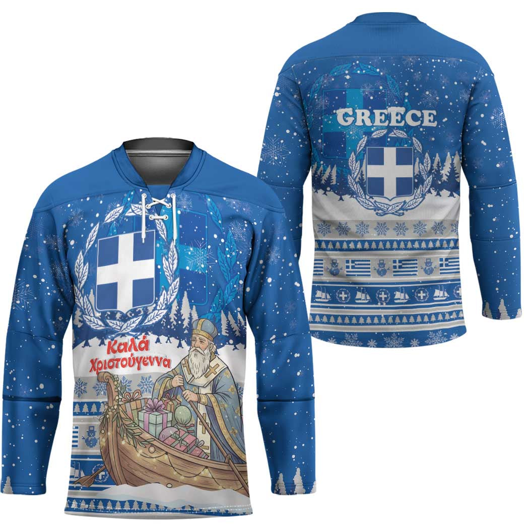 Greece Christmas Hockey Jersey Saint Basil Kala Cristouyenna - Wonder Print Shop