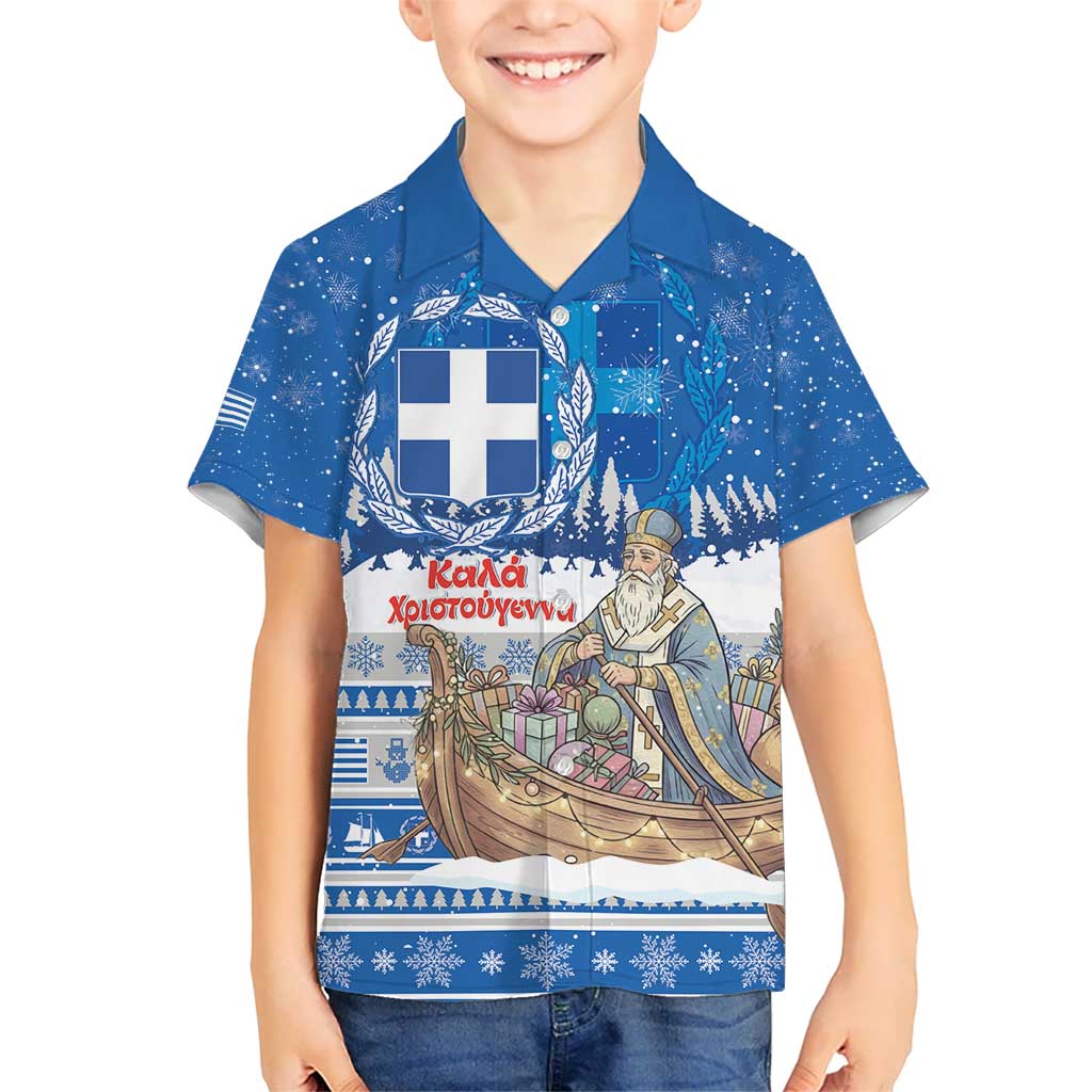 Greece Christmas Kid Hawaiian Shirt Saint Basil Kala Cristouyenna - Wonder Print Shop