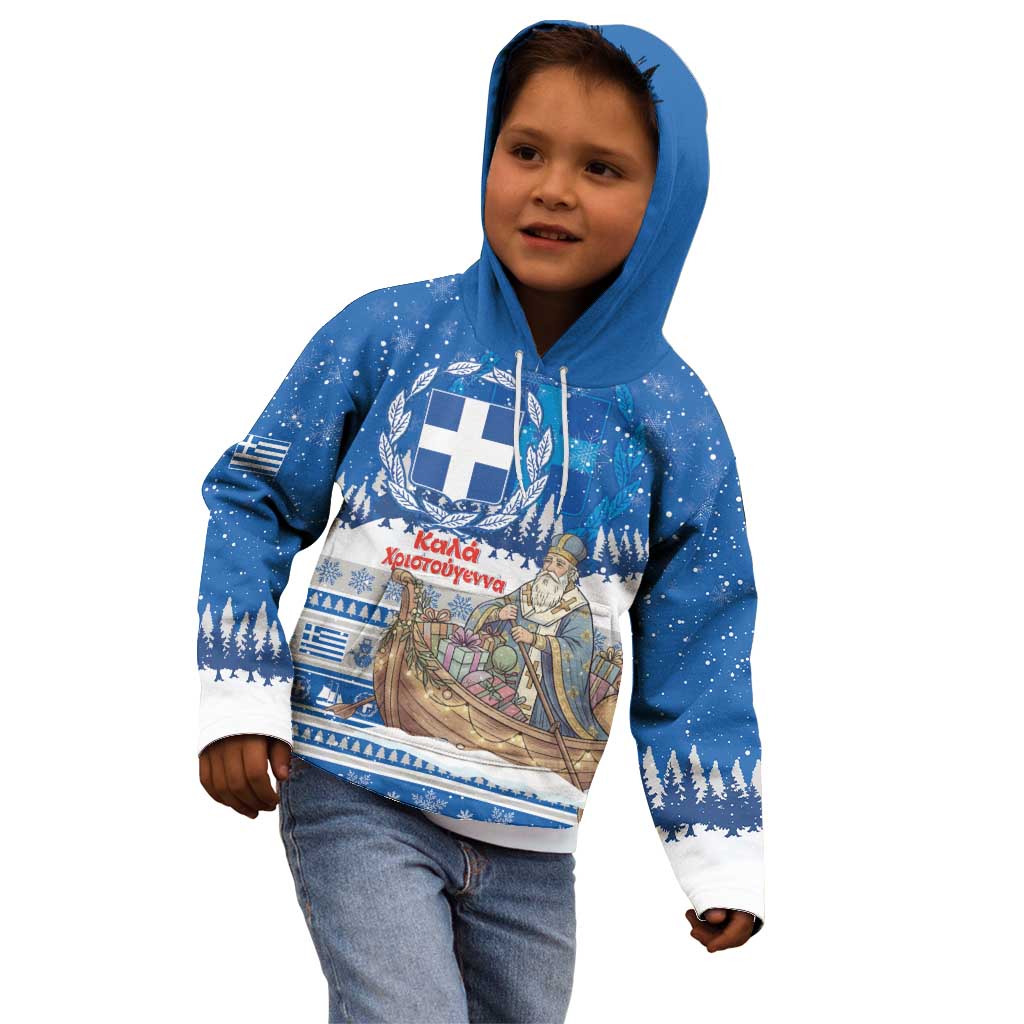 Greece Christmas Kid Hoodie Saint Basil Kala Cristouyenna - Wonder Print Shop