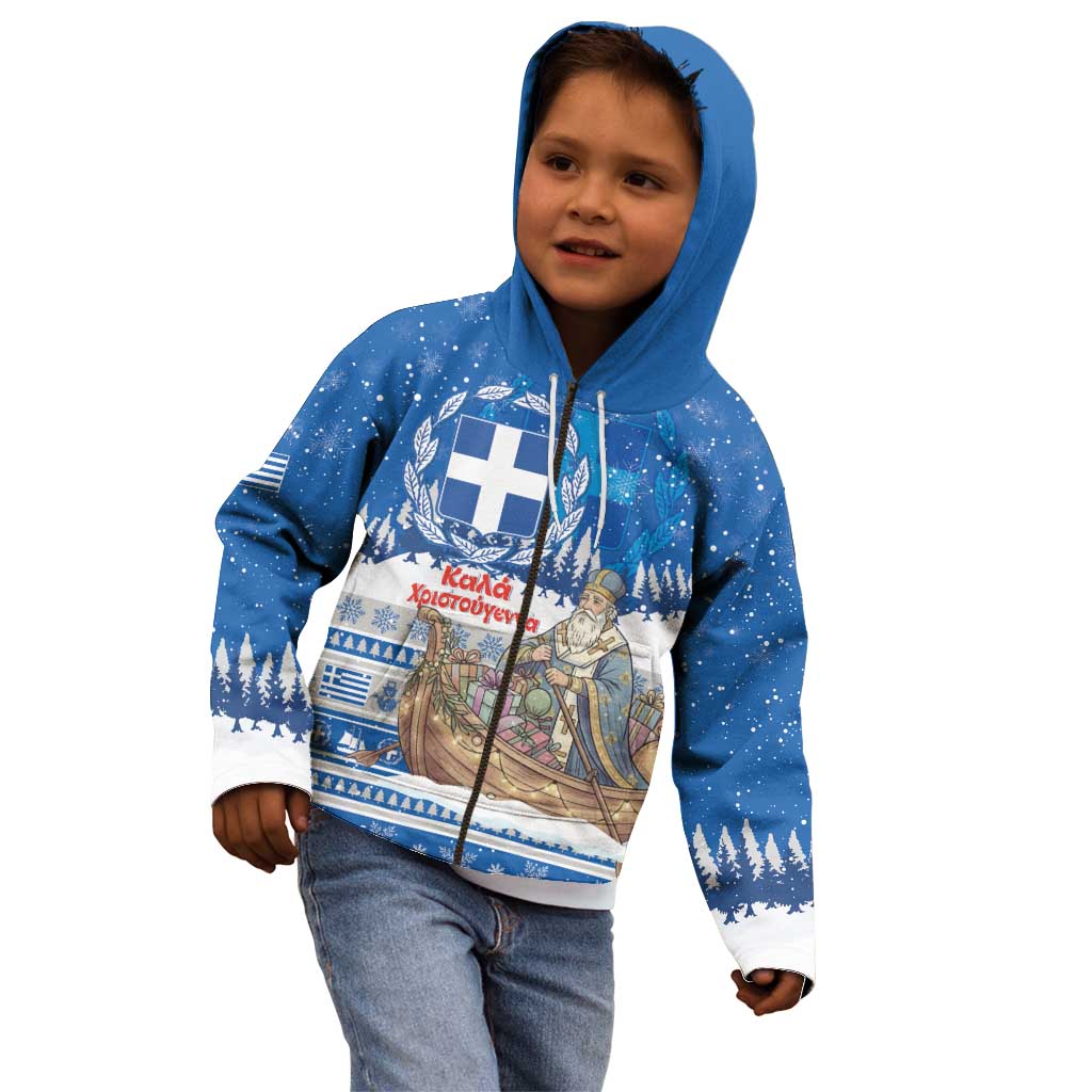 Greece Christmas Kid Hoodie Saint Basil Kala Cristouyenna - Wonder Print Shop