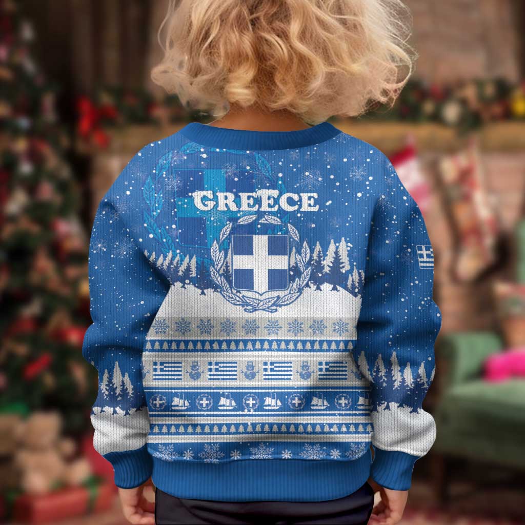 Greece Christmas Kid Ugly Christmas Sweater Saint Basil Kala Cristouyenna - Wonder Print Shop