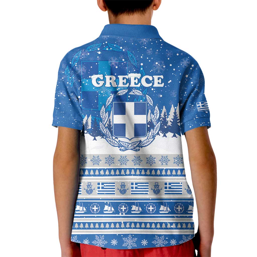 Greece Christmas Kid Polo Shirt Saint Basil Kala Cristouyenna - Wonder Print Shop
