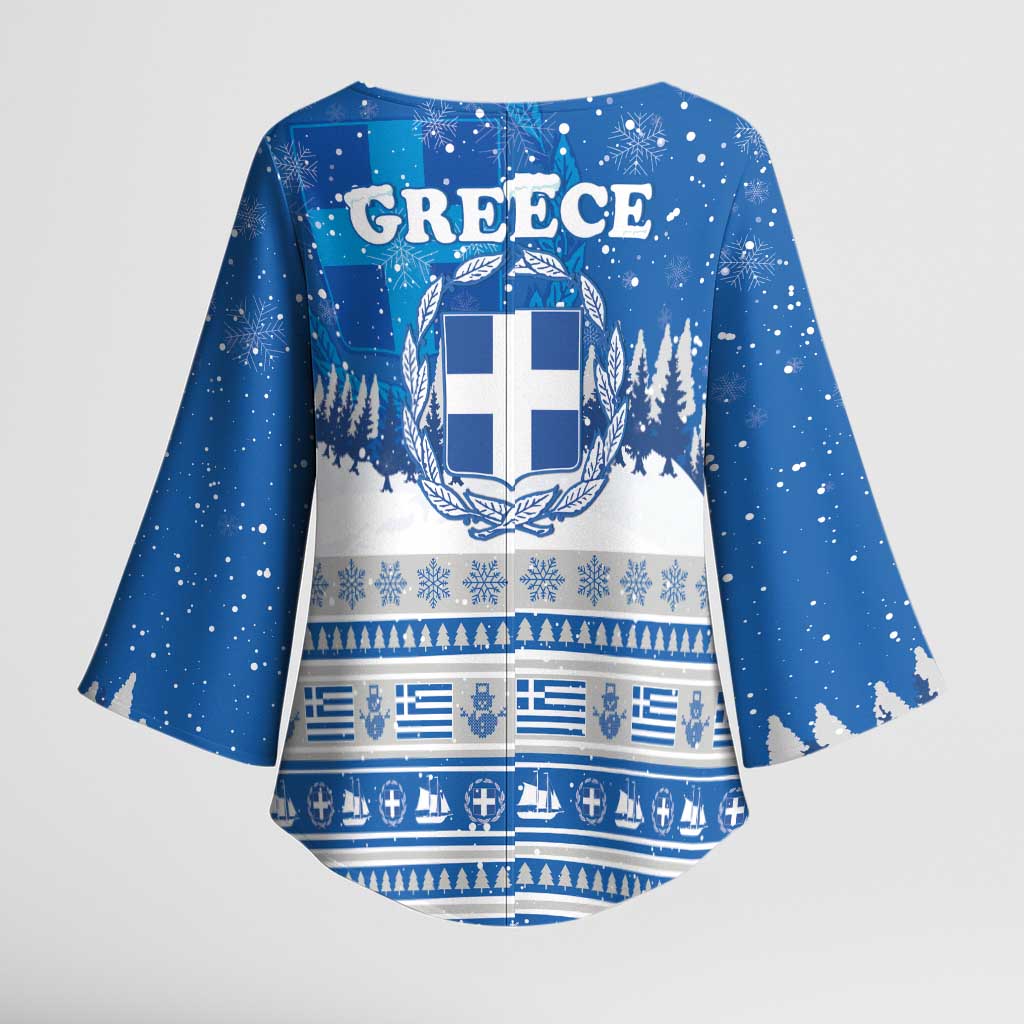 Greece Christmas Kimono Sleeve Blouse Saint Basil Kala Cristouyenna - Wonder Print Shop