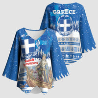 Greece Christmas Kimono Sleeve Blouse Saint Basil Kala Cristouyenna - Wonder Print Shop