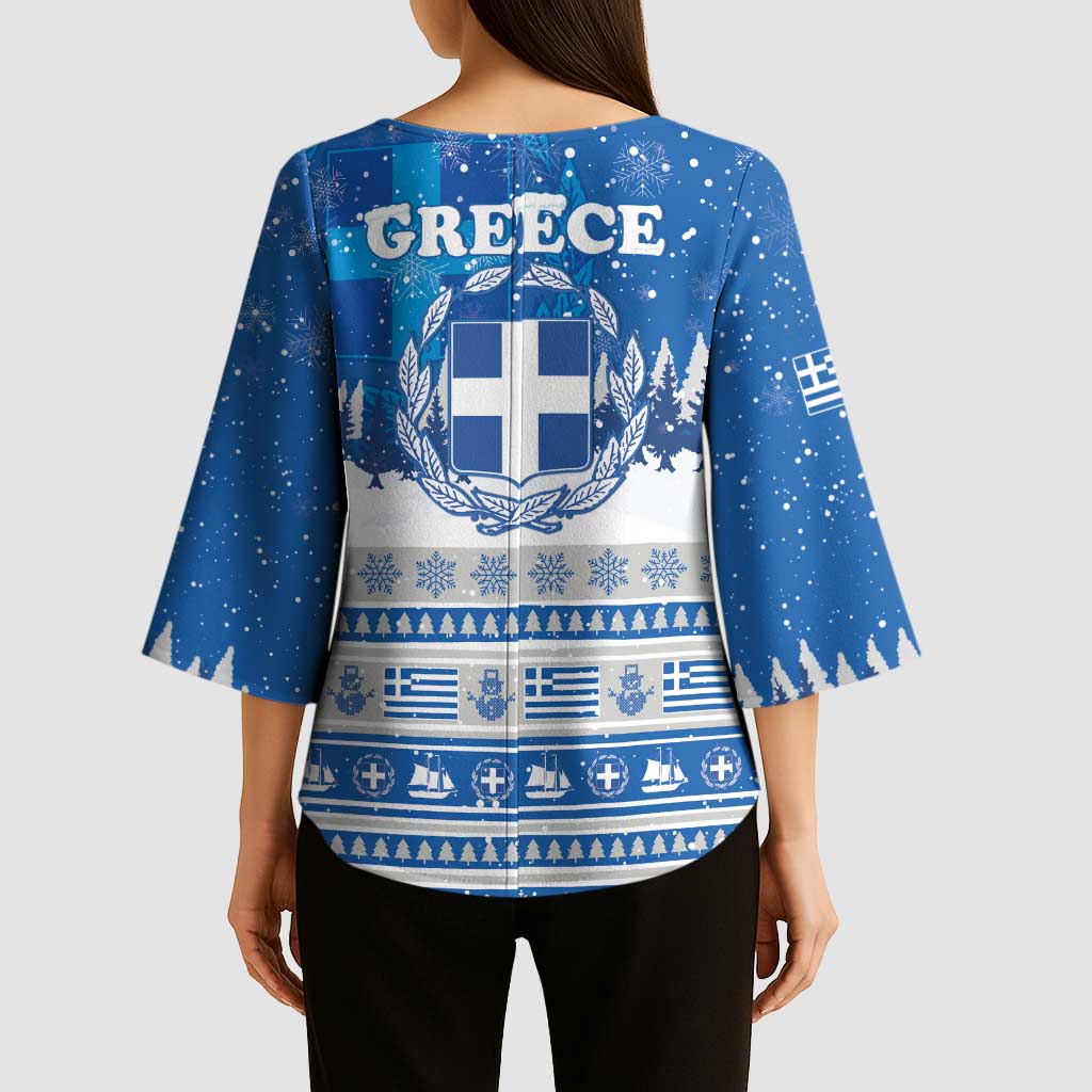 Greece Christmas Kimono Sleeve Blouse Saint Basil Kala Cristouyenna - Wonder Print Shop