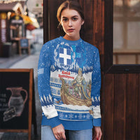 Greece Christmas Ugly Christmas Sweater Saint Basil Kala Cristouyenna - Wonder Print Shop